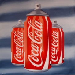 "Coca Cola spray" oil on canvas 80x80 cm