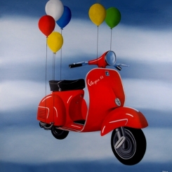 "Flying Vespa" oil on canvas 80x80 cm
